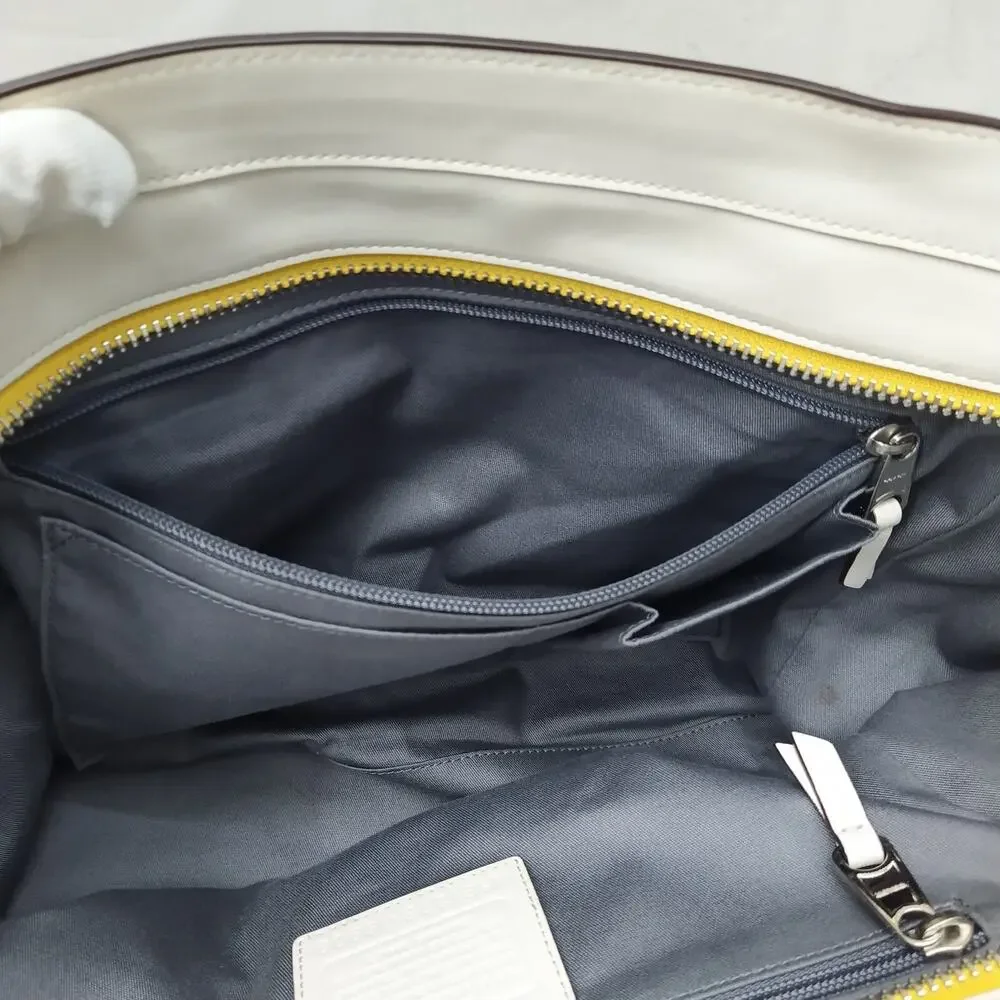 Coach Legacy Colorblock Candace Cream Leather Carryall Satchel Shoulder Bag